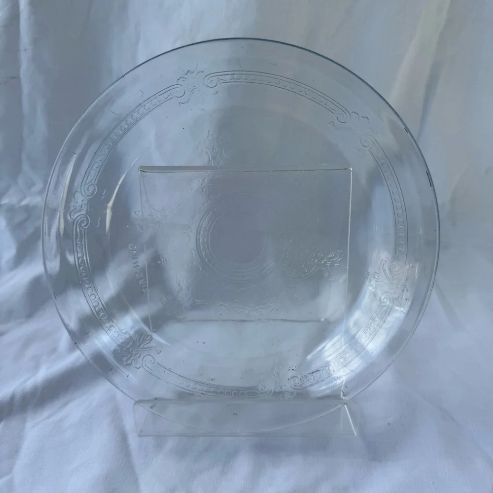 Vintage 40s/50s FIRE KING Philbe Clear Glass Decorative Pie Plate Dish